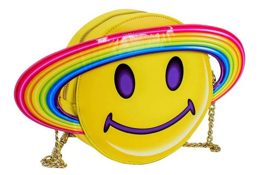 T-Shirts And Clothing * | Lisa Frank: Yellow Rainbow Ring Saturn Loungefly Crossbody Bag Discount