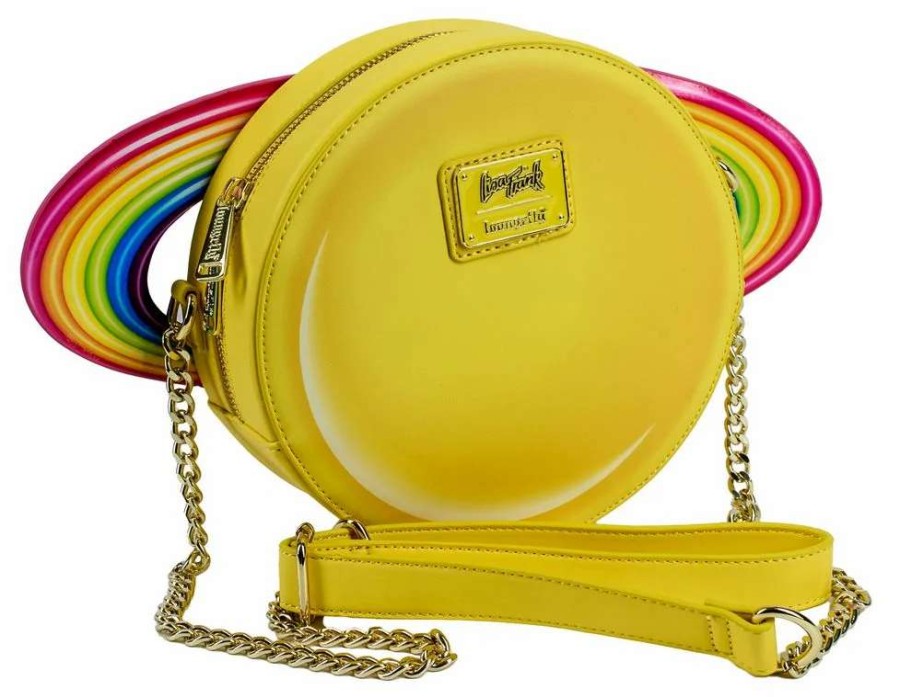 T-Shirts And Clothing * | Lisa Frank: Yellow Rainbow Ring Saturn Loungefly Crossbody Bag Discount