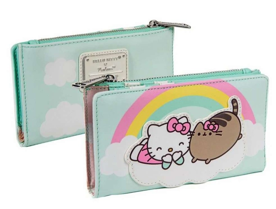 T-Shirts And Clothing * | Pusheen X Hello Kitty: Cloud Lounging Loungefly Bi-Fold Purse Discount Store