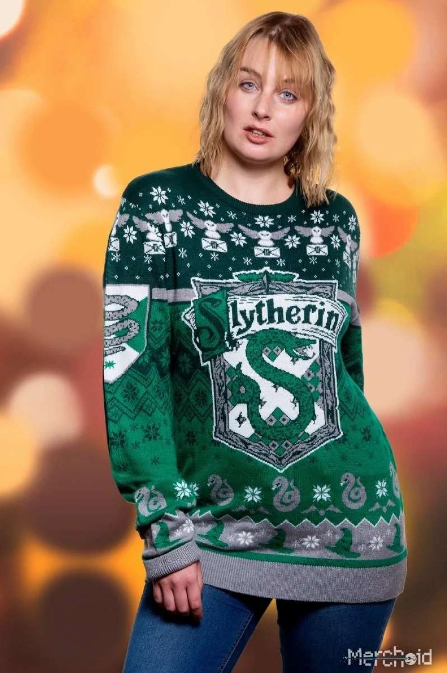 T-Shirts And Clothing * | Harry Potter: Slytherin Through The Snow Ugly Christmas Sweater Outlet