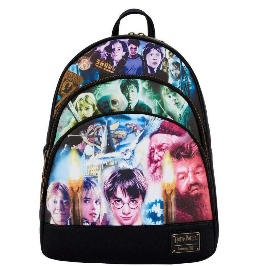 T-Shirts And Clothing * | Loungefly Harry Potter: Trilogy Triple Pocket Mini Backpack Discounts