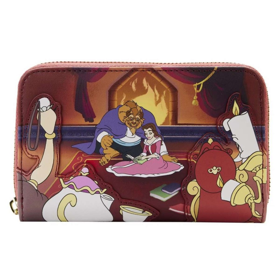 T-Shirts And Clothing * | Loungefly Beauty And The Beast: Fireplace Scene Zip Around Wallet Best Sale