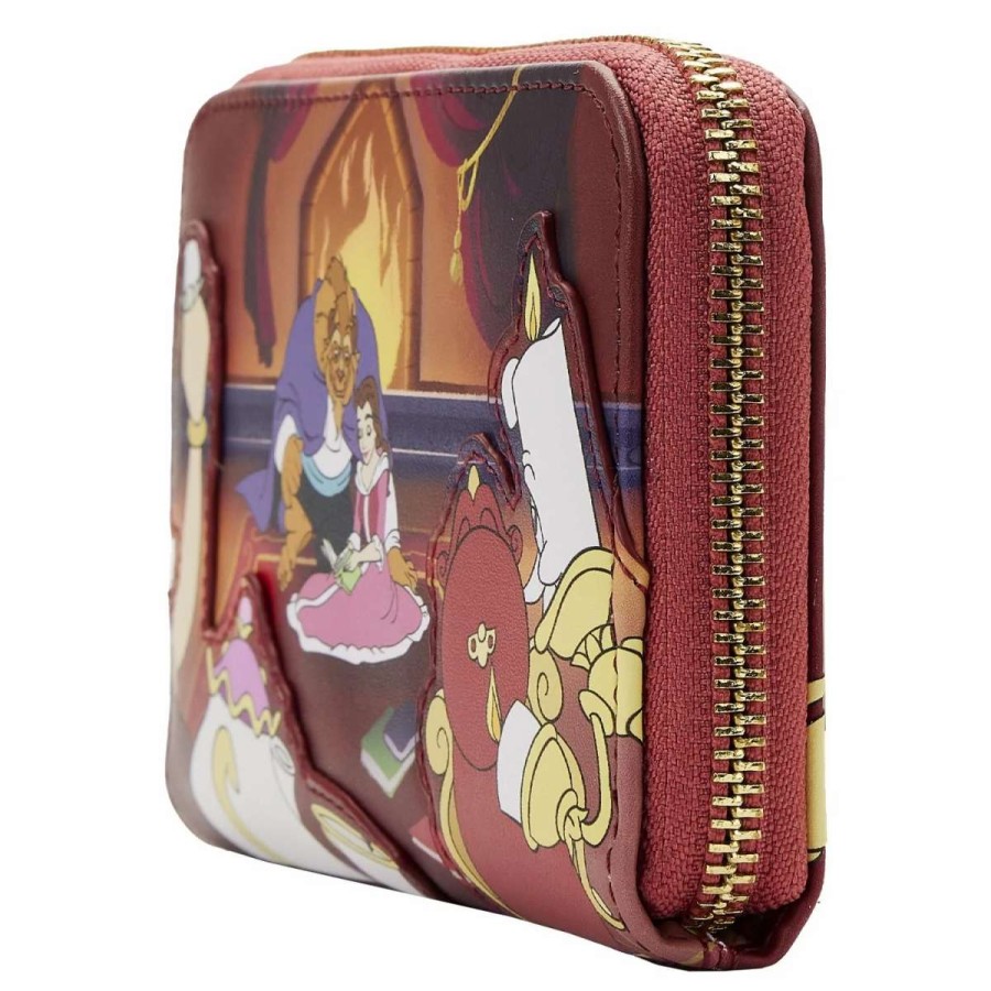 T-Shirts And Clothing * | Loungefly Beauty And The Beast: Fireplace Scene Zip Around Wallet Best Sale