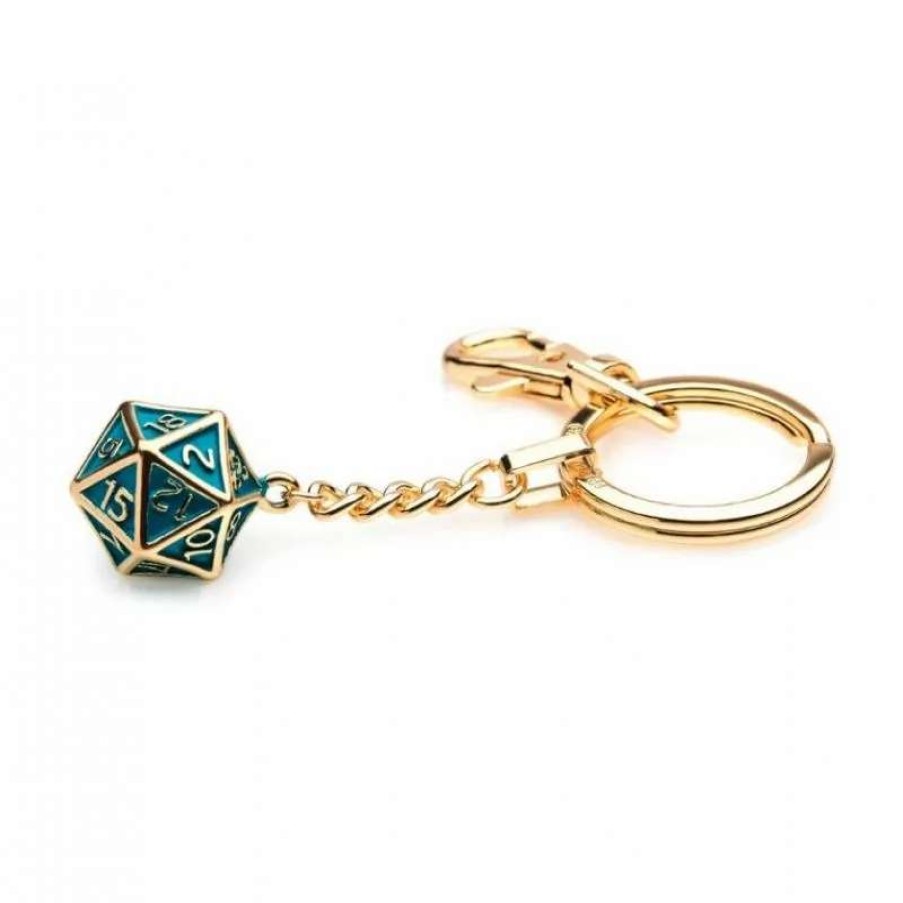 T-Shirts And Clothing * | Dungeons And Dragons: Gold Plated Green Dice Keychain 100% Guarantee