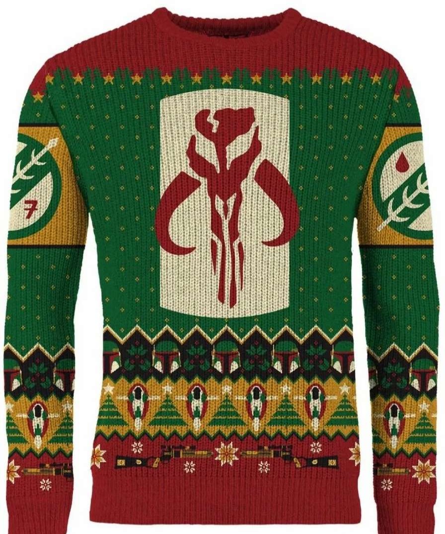 T-Shirts And Clothing * | Star Wars: Merry Mandalorian Ugly Christmas Sweater Large Choice