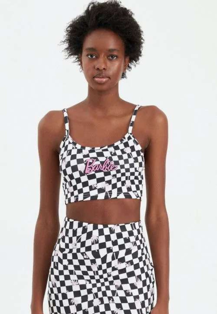 T-Shirts And Clothing * | Barbie: Checkered Logo Strappy Top Discount