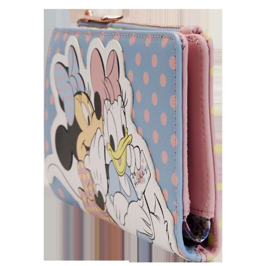 T-Shirts And Clothing * | Loungefly Minnie & Daisy: Pastel Polka Dot Flap Wallet Hot Selling