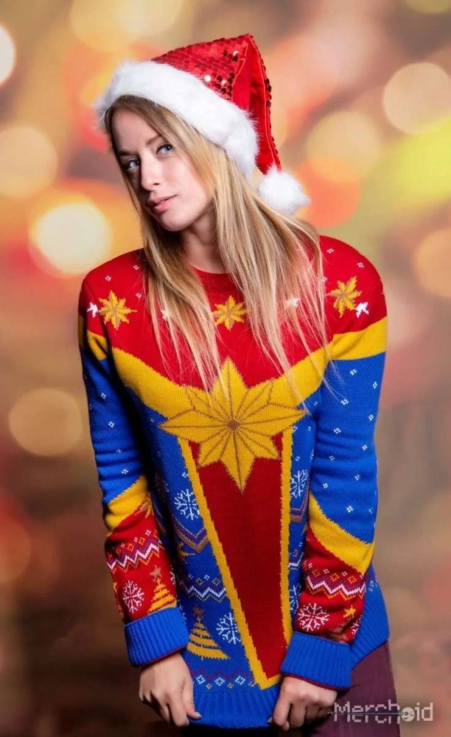 T-Shirts And Clothing * | Captain Marvel: Festive Is A Good Look For You Ugly Christmas Sweater Exclusive Design