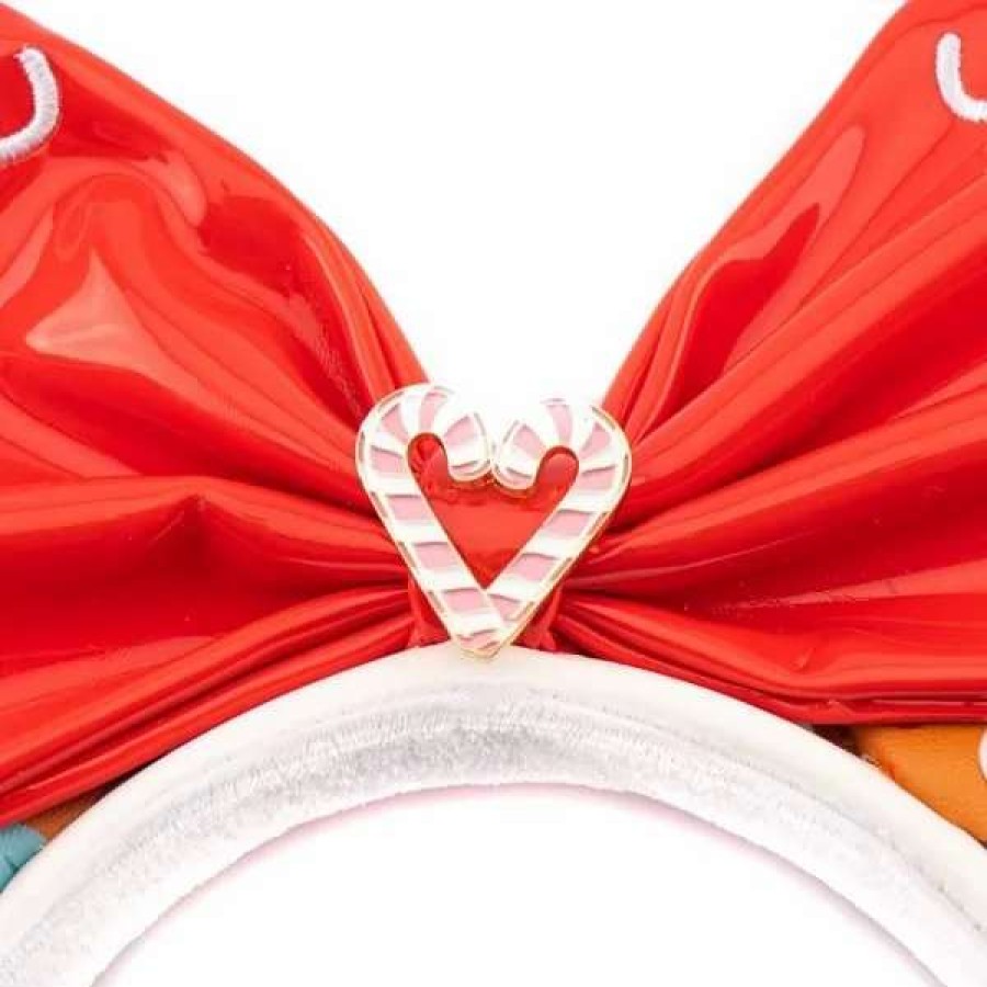 T-Shirts And Clothing * | Loungefly Disney: Gingerbread All Over Print Patent Bow Heart Headband Online Sales