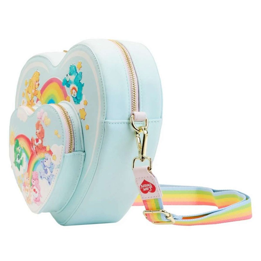 T-Shirts And Clothing * | Care Bears: Heart Cloud Party Rainbow Strap Loungefly Crossbody Bag Official