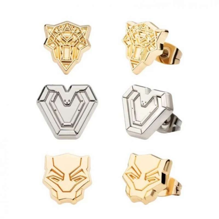 T-Shirts And Clothing * | Black Panther Wakanda Forever: Symbol Stud Earring Set Online