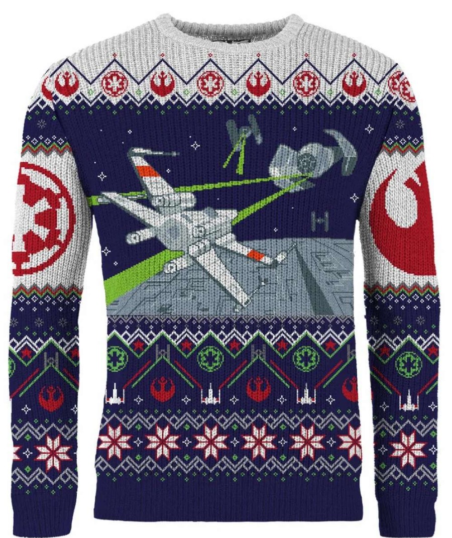 T-Shirts And Clothing * | Star Wars: X-Wing V Tie Fighter Ugly Christmas Sweater Cheap Online