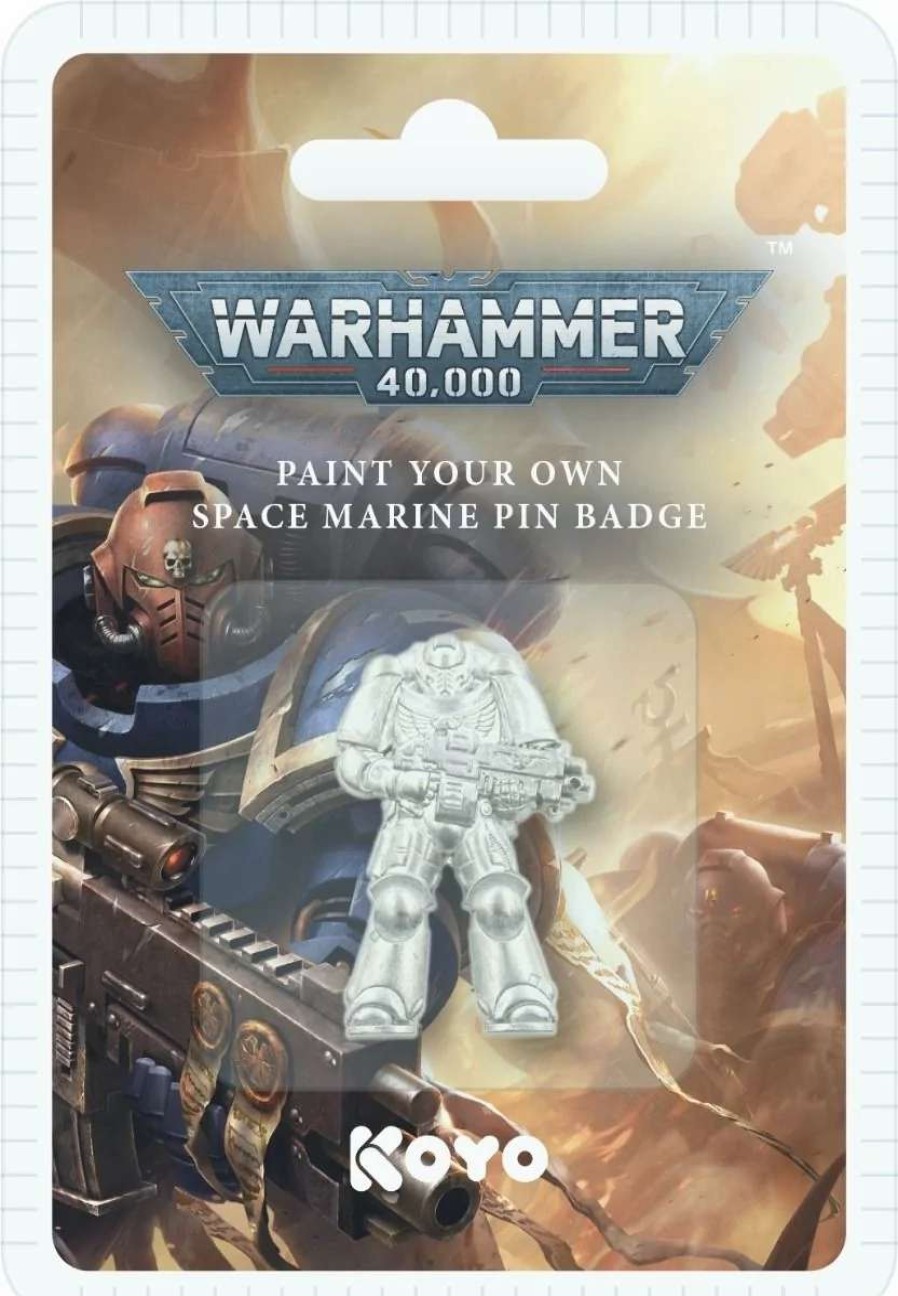 T-Shirts And Clothing * | Warhammer 40,000: Paint Your Own Space Marine Pin Badge Hot Selling